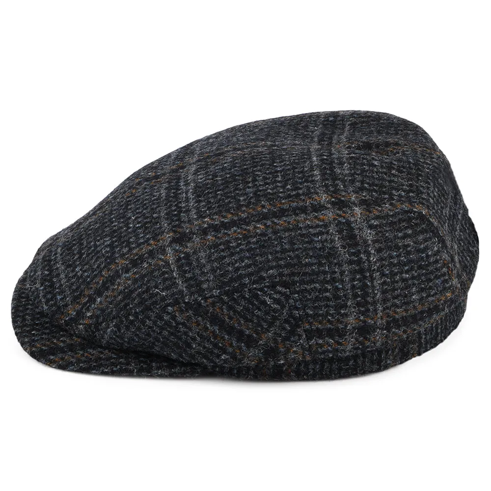 Failsworth Hats HARRIS TWEED Extented Bill Finsbay Flat Cap - Navy Blue