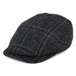 Failsworth Hats HARRIS TWEED Extented Bill Finsbay Flat Cap - Navy Blue