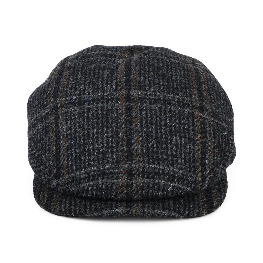 Failsworth Hats HARRIS TWEED Extented Bill Finsbay Flat Cap - Navy Blue