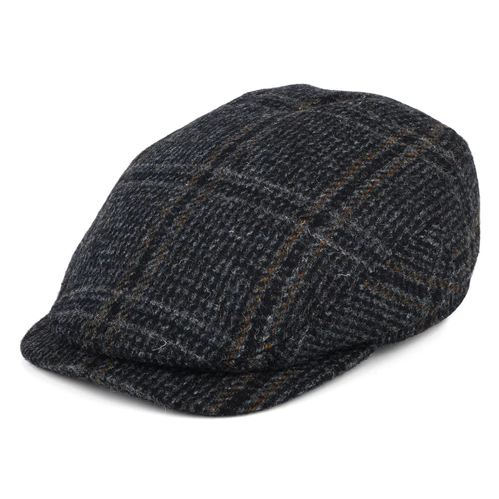 Failsworth Hats HARRIS TWEED Extented Bill Finsbay Flat Cap - Navy Blue