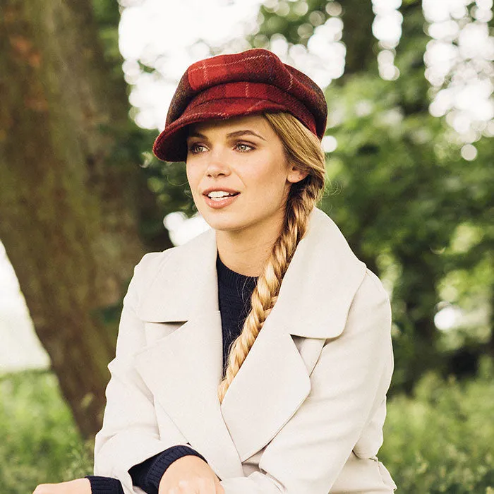Failsworth Hats HARRIS TWEED Gabby Baker Boy Cap - Red