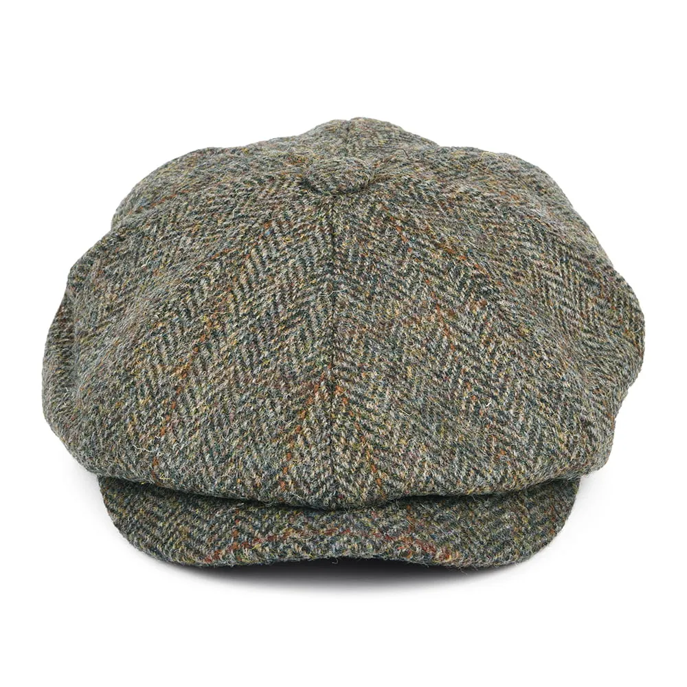 Failsworth Hats HARRIS TWEED Herringbone Carloway Newsboy Cap - Olive-Blue