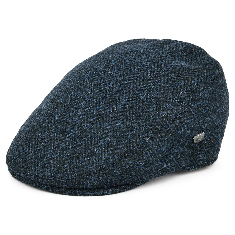 Failsworth Hats HARRIS TWEED Herringbone Stornoway Flat Cap - Blue