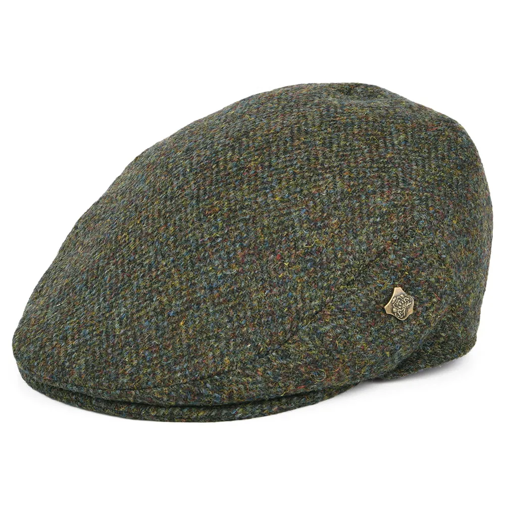 Failsworth Hats HARRIS TWEED Herringbone Stornoway Flat Cap - Olive Mix