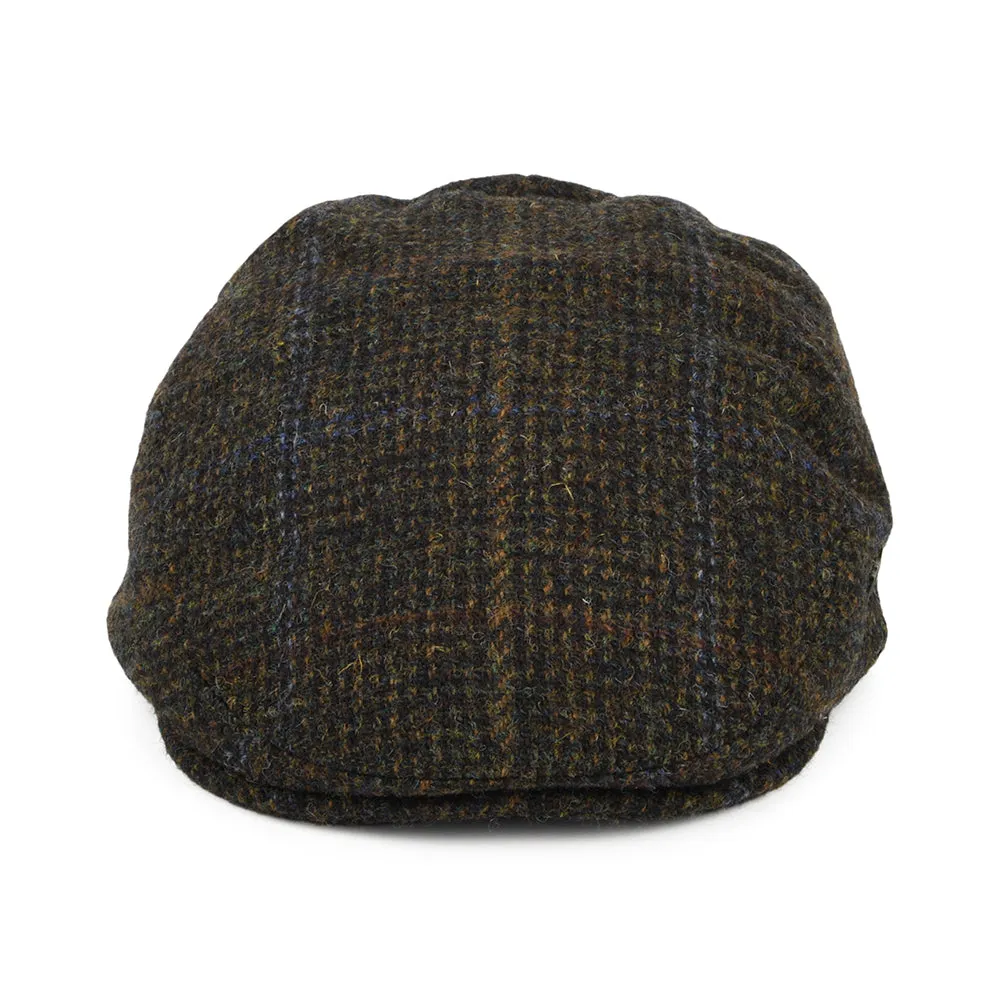 Failsworth Hats HARRIS TWEED Windowpane Stornoway Flat Cap - Olive-Multi
