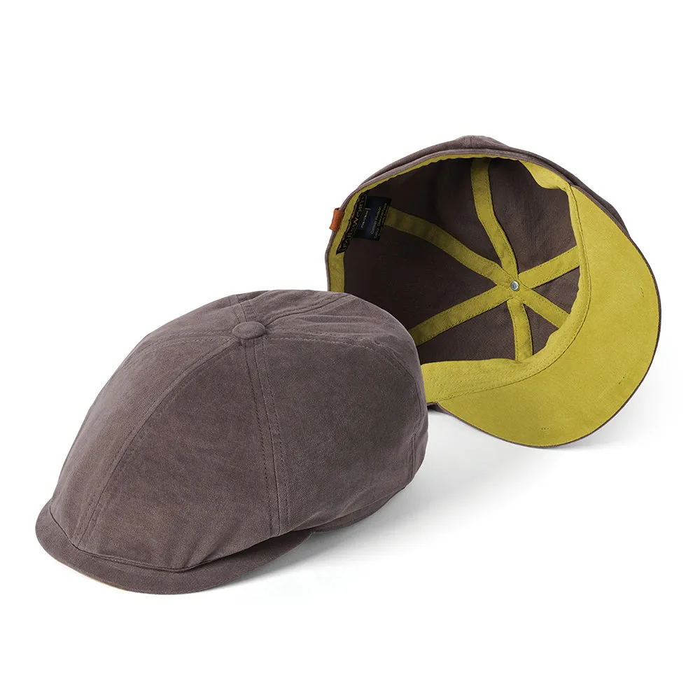 Failsworth Hats Hudson Cotton Canvas Newsboy Cap - Charcoal-Apple Green