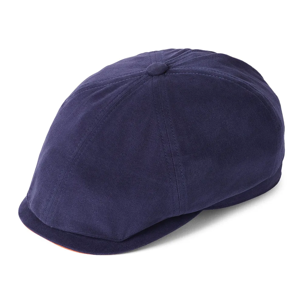 Failsworth Hats Hudson Cotton Canvas Newsboy Cap - Navy-Burnt Orange