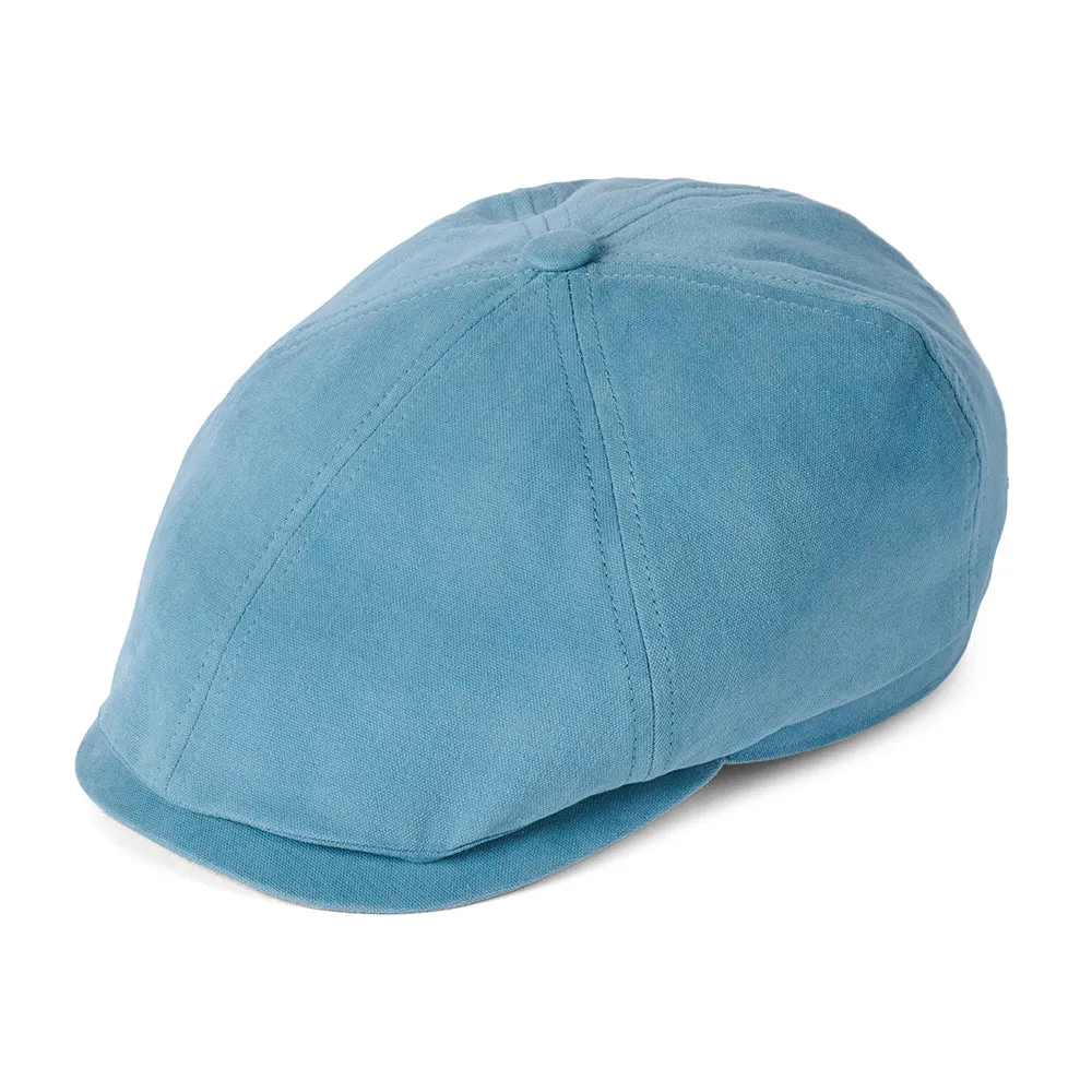Failsworth Hats Hudson Cotton Canvas Newsboy Cap - Sky Blue-Sage