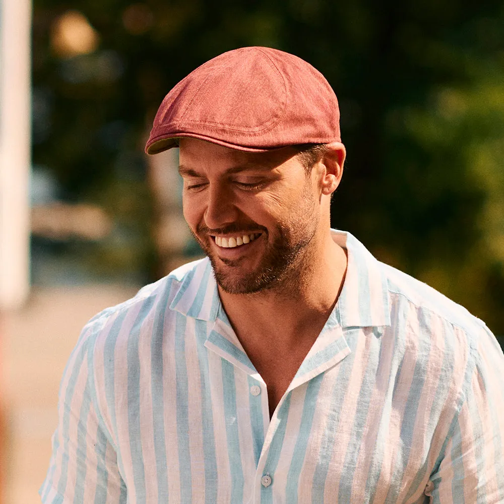 Failsworth Hats Porto Cotton Duckbill Flat Cap - Red-Green