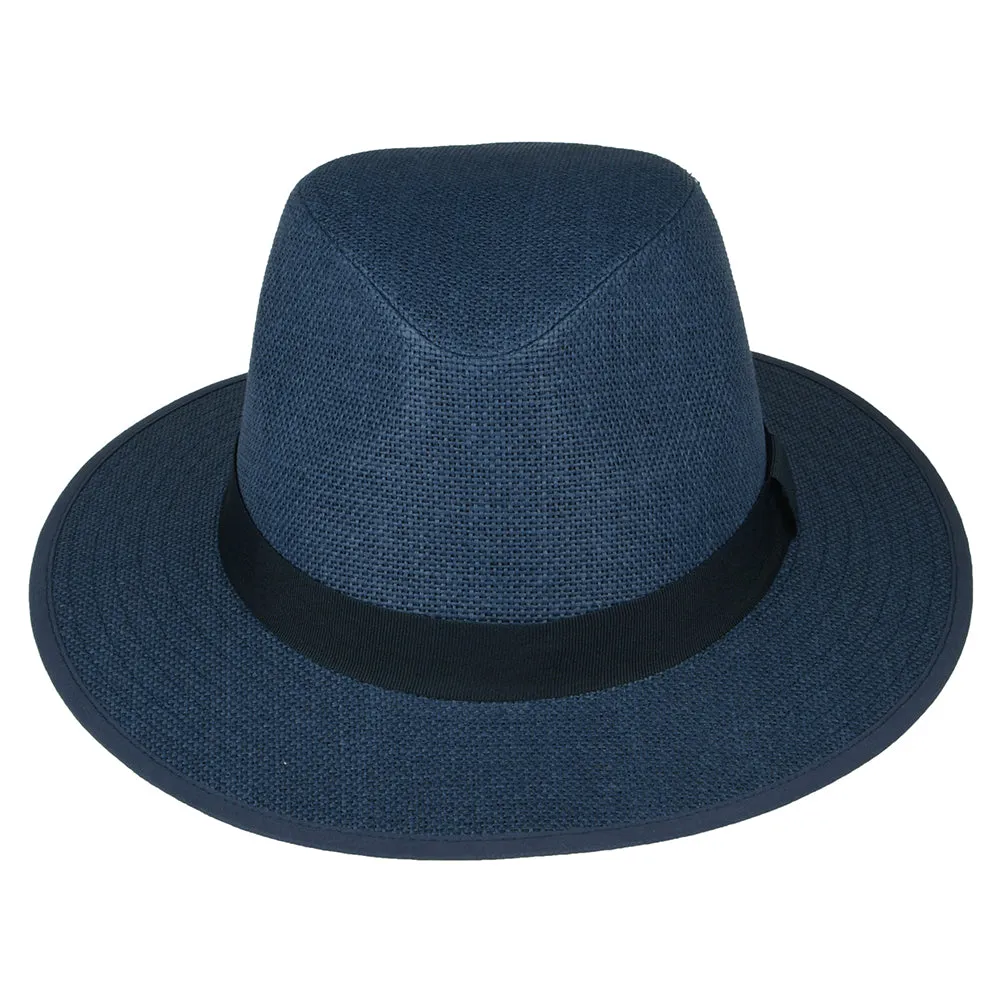 Failsworth Hats Toyo Straw Safari Fedora Hat - Navy Blue