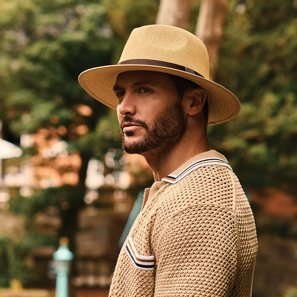 Failsworth Hats Toyo Straw Safari Fedora Hat - Tan