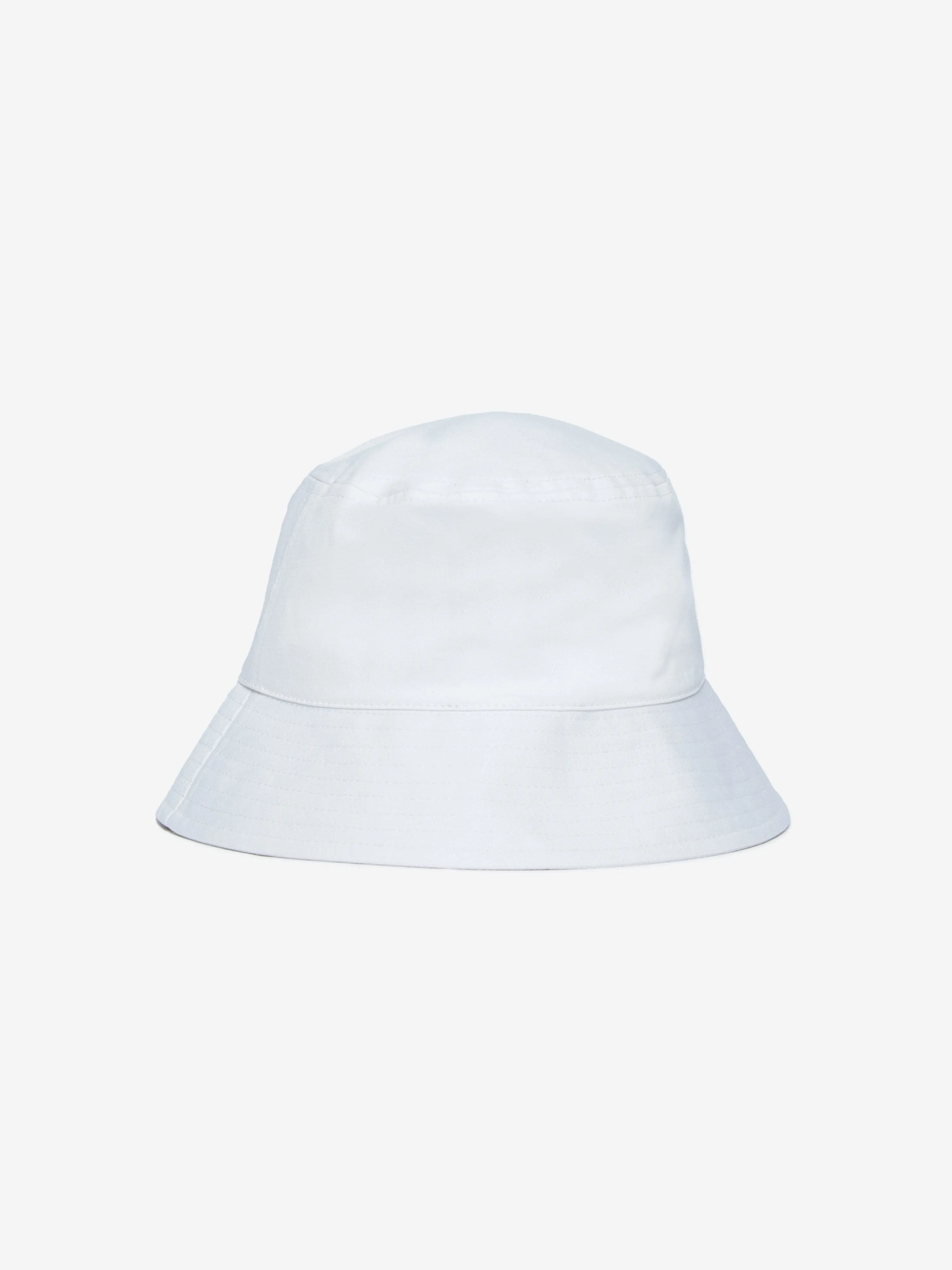 Girls Gabardine Flower Bucket Hat in White