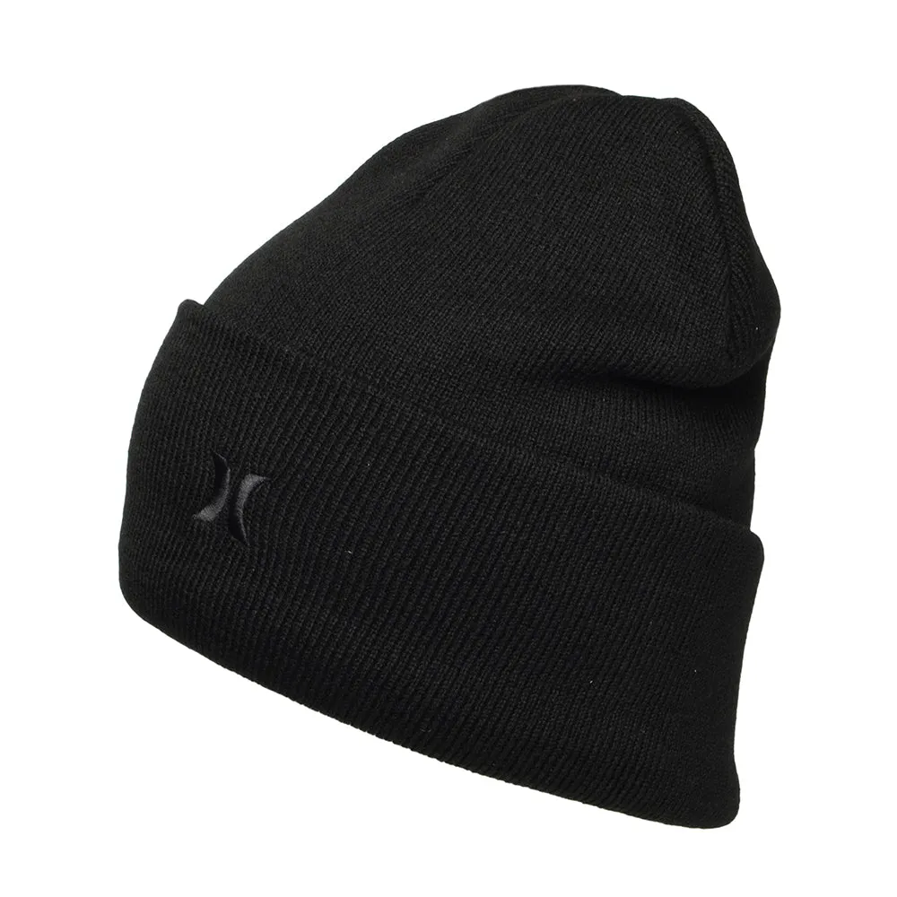 Hurley Icon Cuff 2.0 Beanie Hat - Black On Black