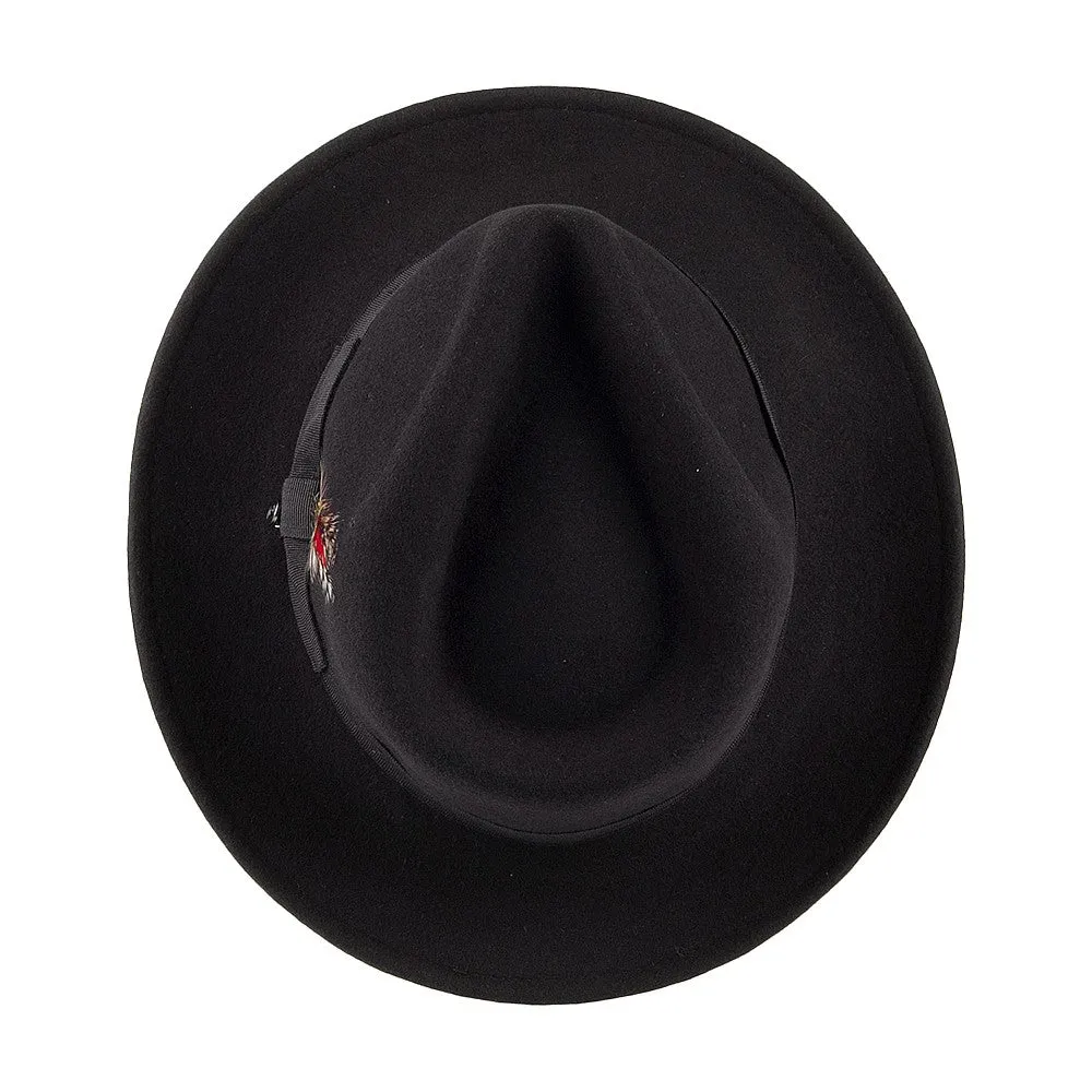 Jaxon & James Crushable C-Crown Wool Felt Fedora Hat - Black