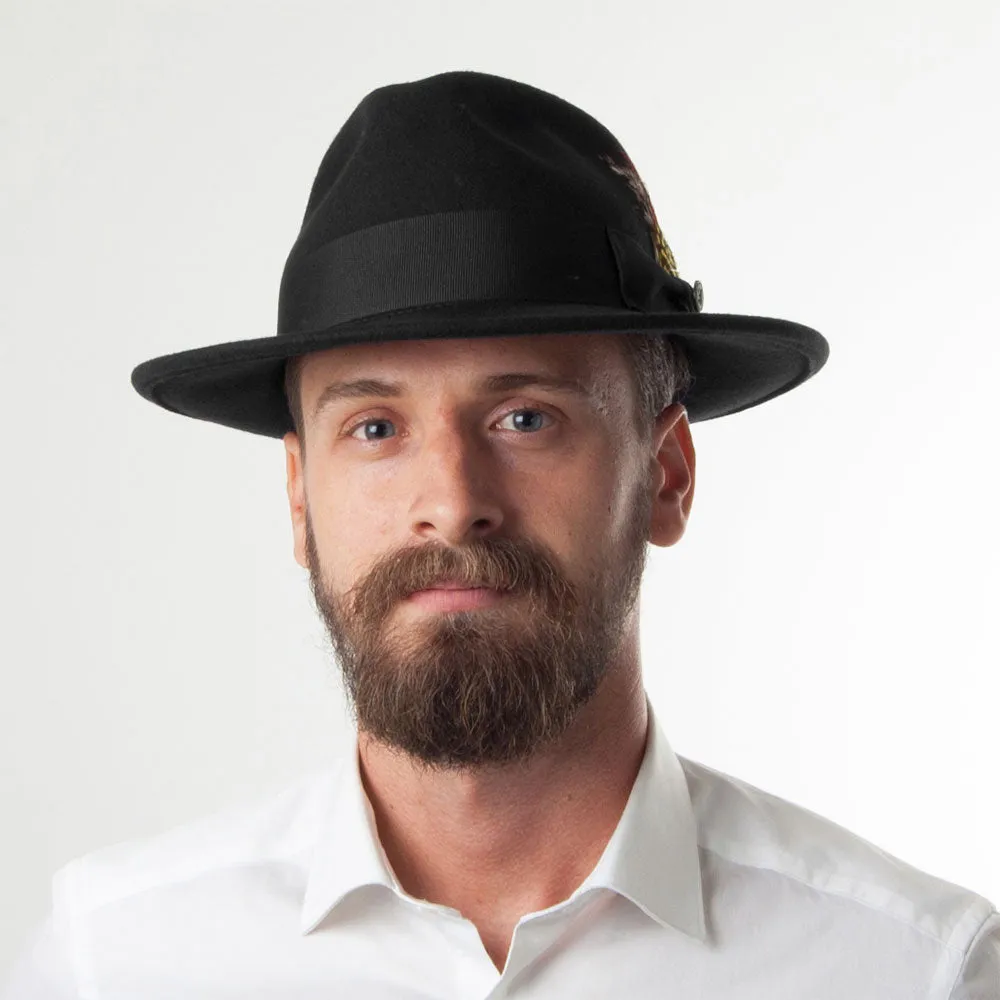 Jaxon & James Crushable C-Crown Wool Felt Fedora Hat - Black