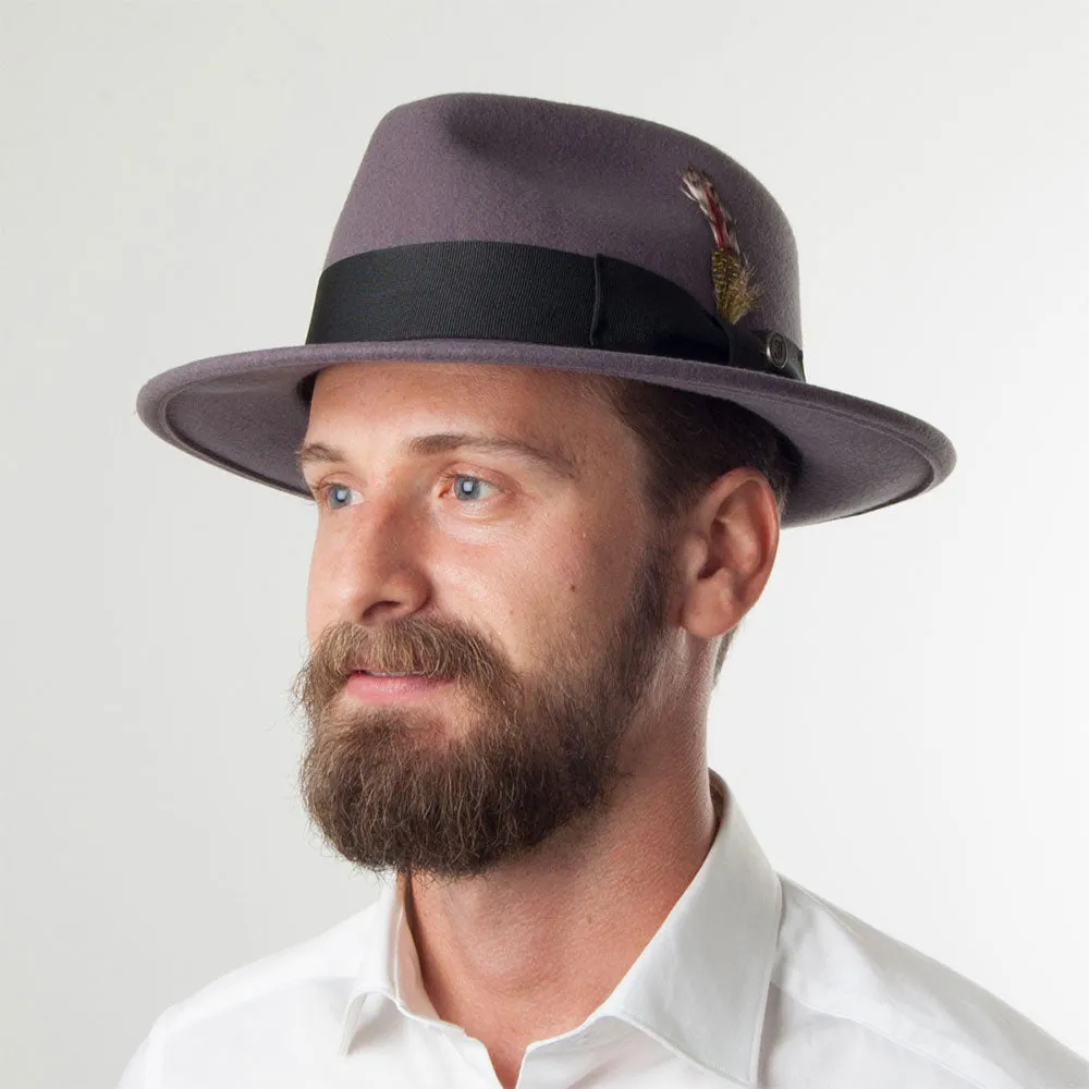 Jaxon & James Crushable C-Crown Wool Felt Fedora Hat - Grey