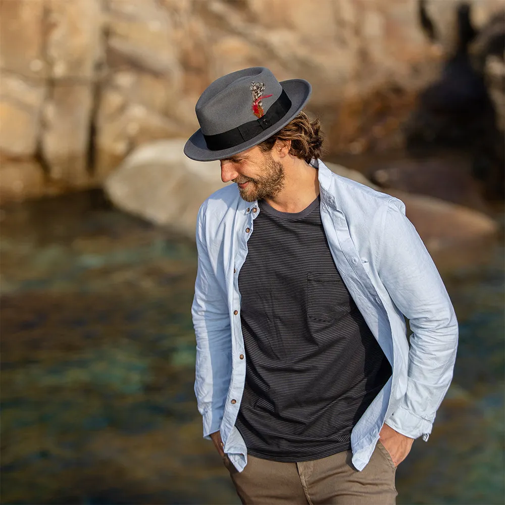 Jaxon & James Crushable C-Crown Wool Felt Fedora Hat - Grey
