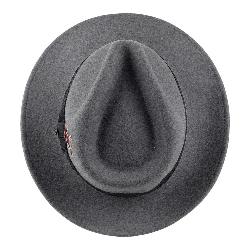 Jaxon & James Crushable C-Crown Wool Felt Fedora Hat - Grey