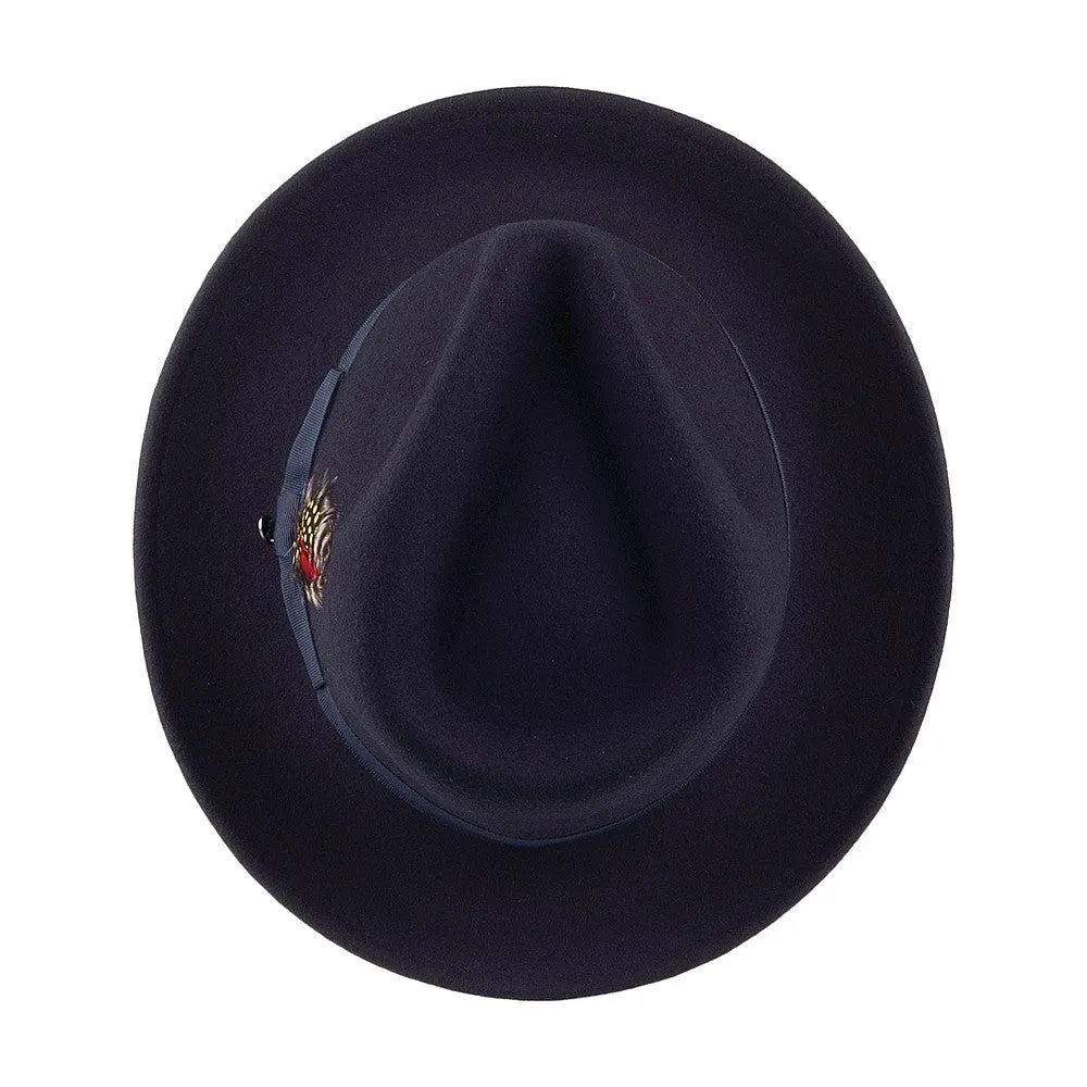 Jaxon & James Crushable C-Crown Wool Felt Fedora Hat - Navy Blue