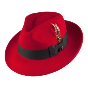 Jaxon & James Crushable Pachuco C-Crown Wool Felt Fedora Hat - Red