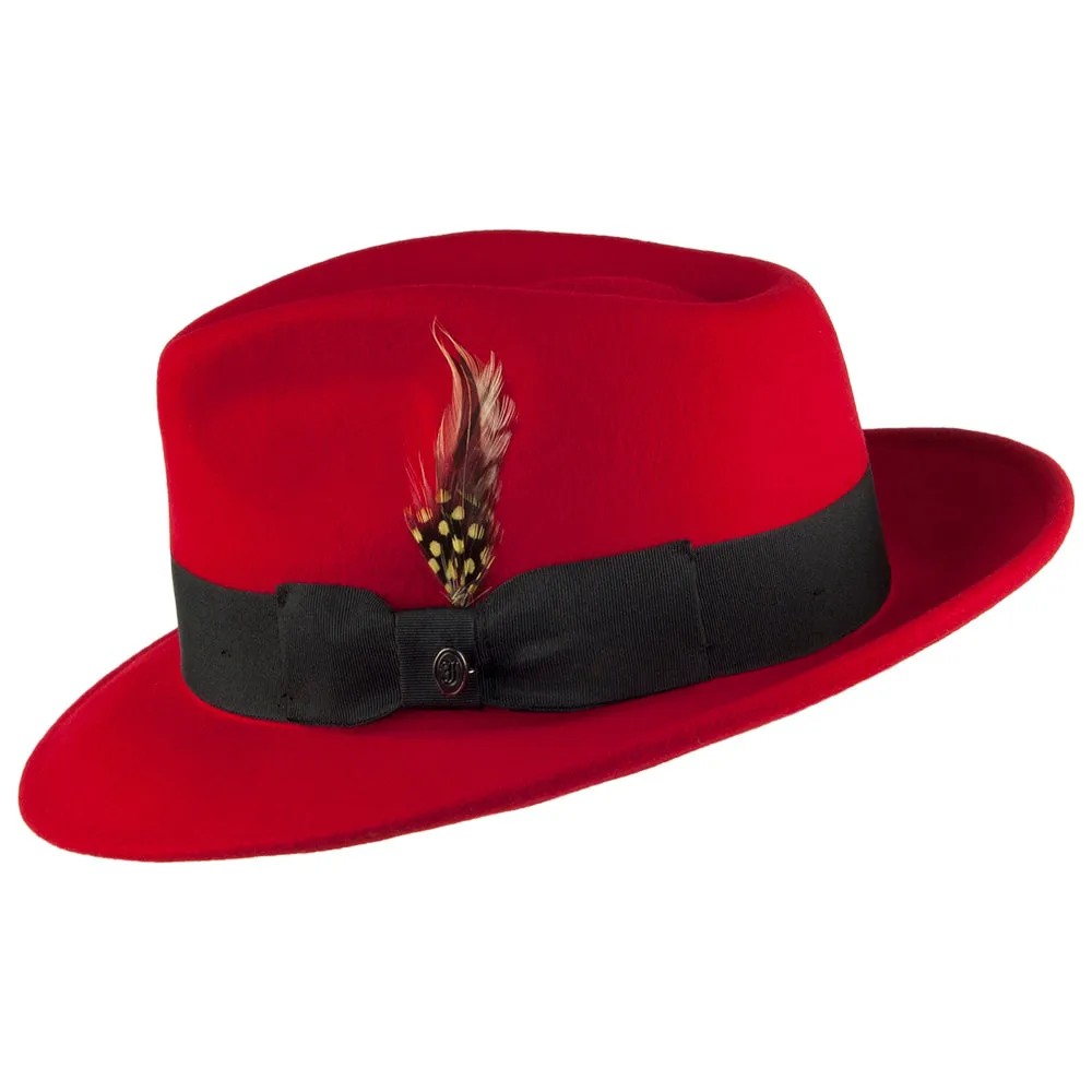 Jaxon & James Crushable Pachuco C-Crown Wool Felt Fedora Hat - Red