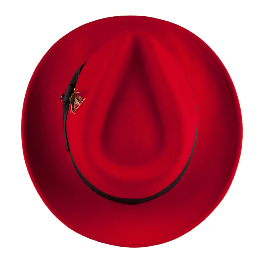 Jaxon & James Crushable Pachuco C-Crown Wool Felt Fedora Hat - Red