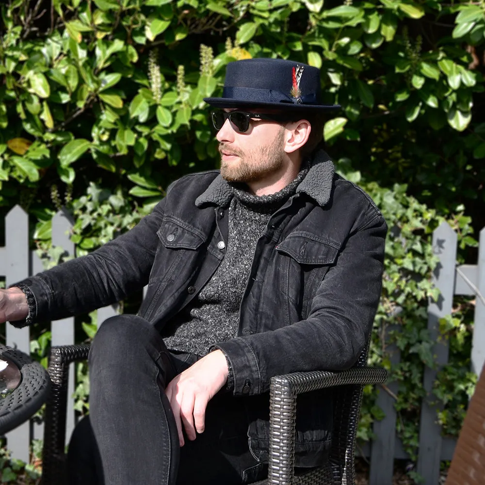 Jaxon & James Crushable Wool Pork Pie Hat - Navy Blue