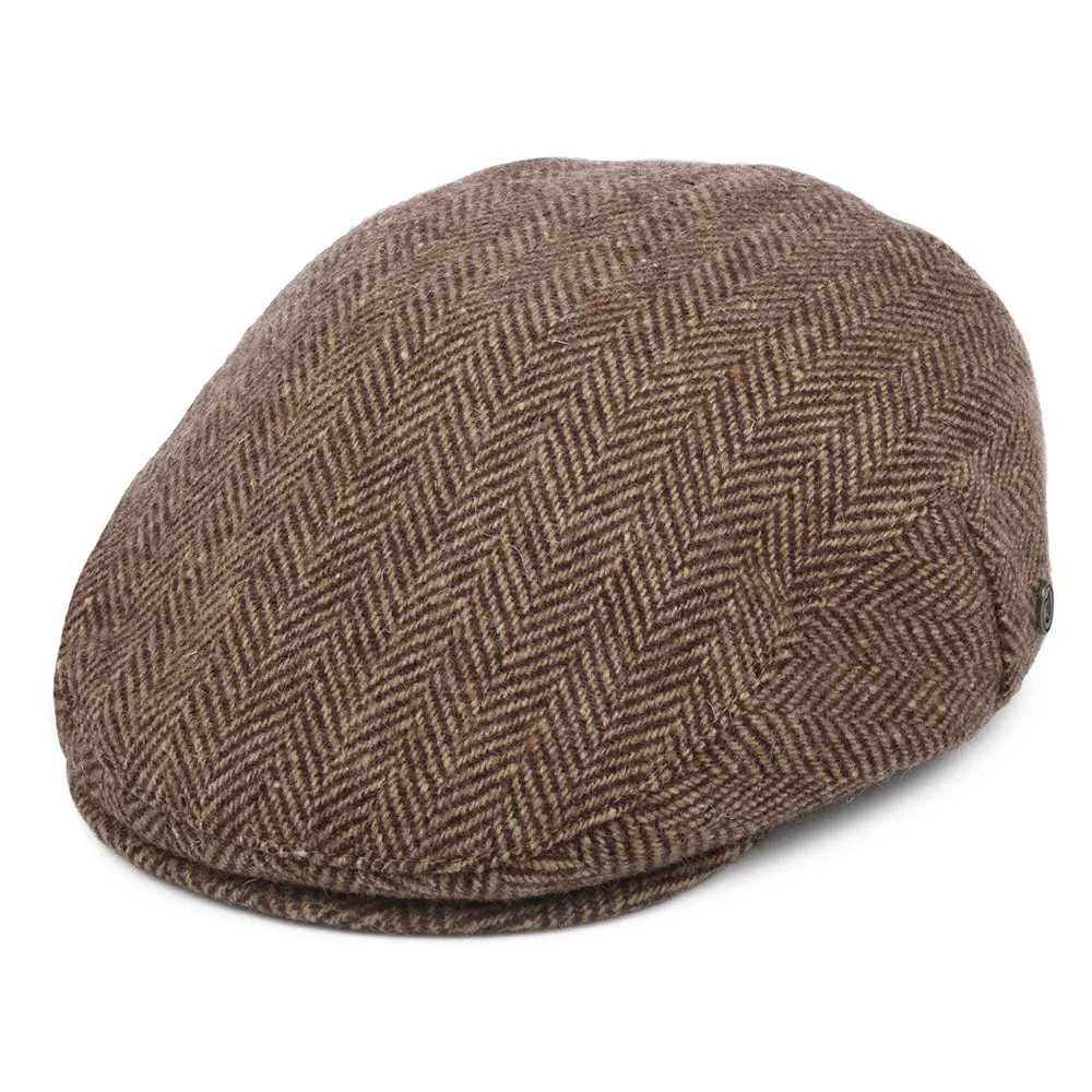 Jaxon & James Donegal Tweed Herringbone Ballyboe Flat Cap - Burgundy-Camel