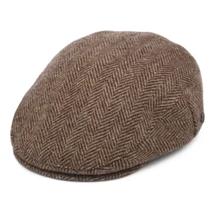 Jaxon & James Donegal Tweed Herringbone Ballyboe Flat Cap - Burgundy-Camel
