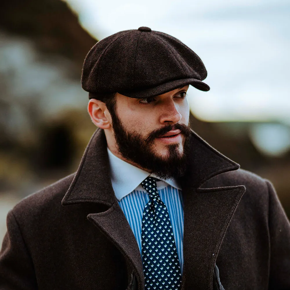 Jaxon & James HARRIS TWEED Arnol Newsboy Cap - Moss-Brown
