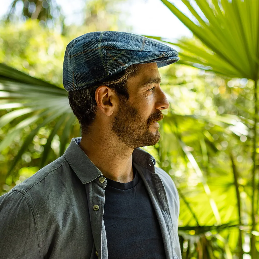 Jaxon & James HARRIS TWEED Bay River Flat Cap - Blue-Navy