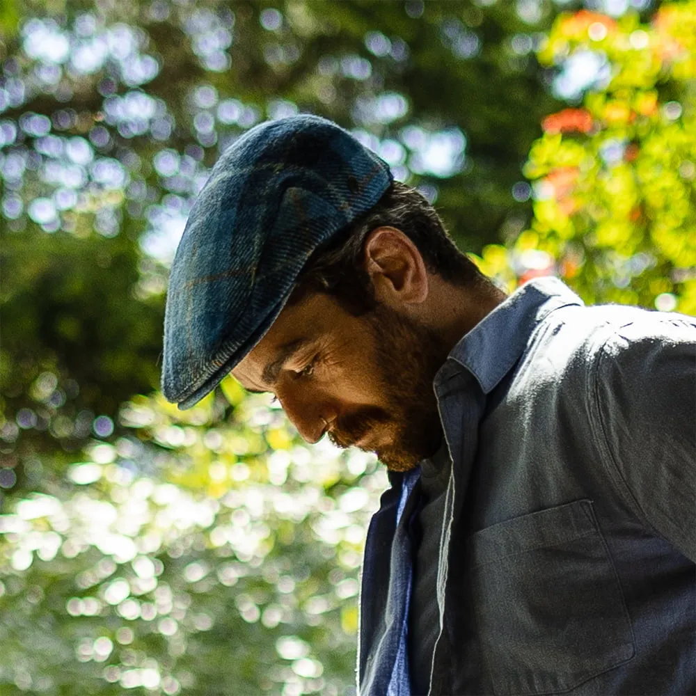 Jaxon & James HARRIS TWEED Bay River Flat Cap - Blue-Navy