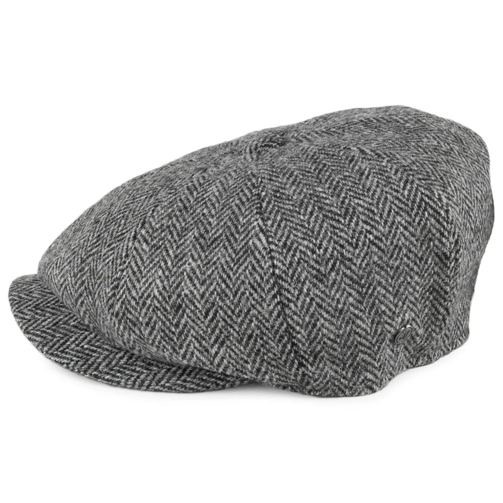 Jaxon & James HARRIS TWEED Castlebay Newsboy Cap - Black-Grey