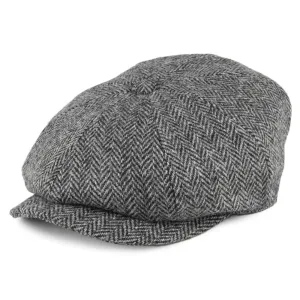 Jaxon & James HARRIS TWEED Castlebay Newsboy Cap - Black-Grey