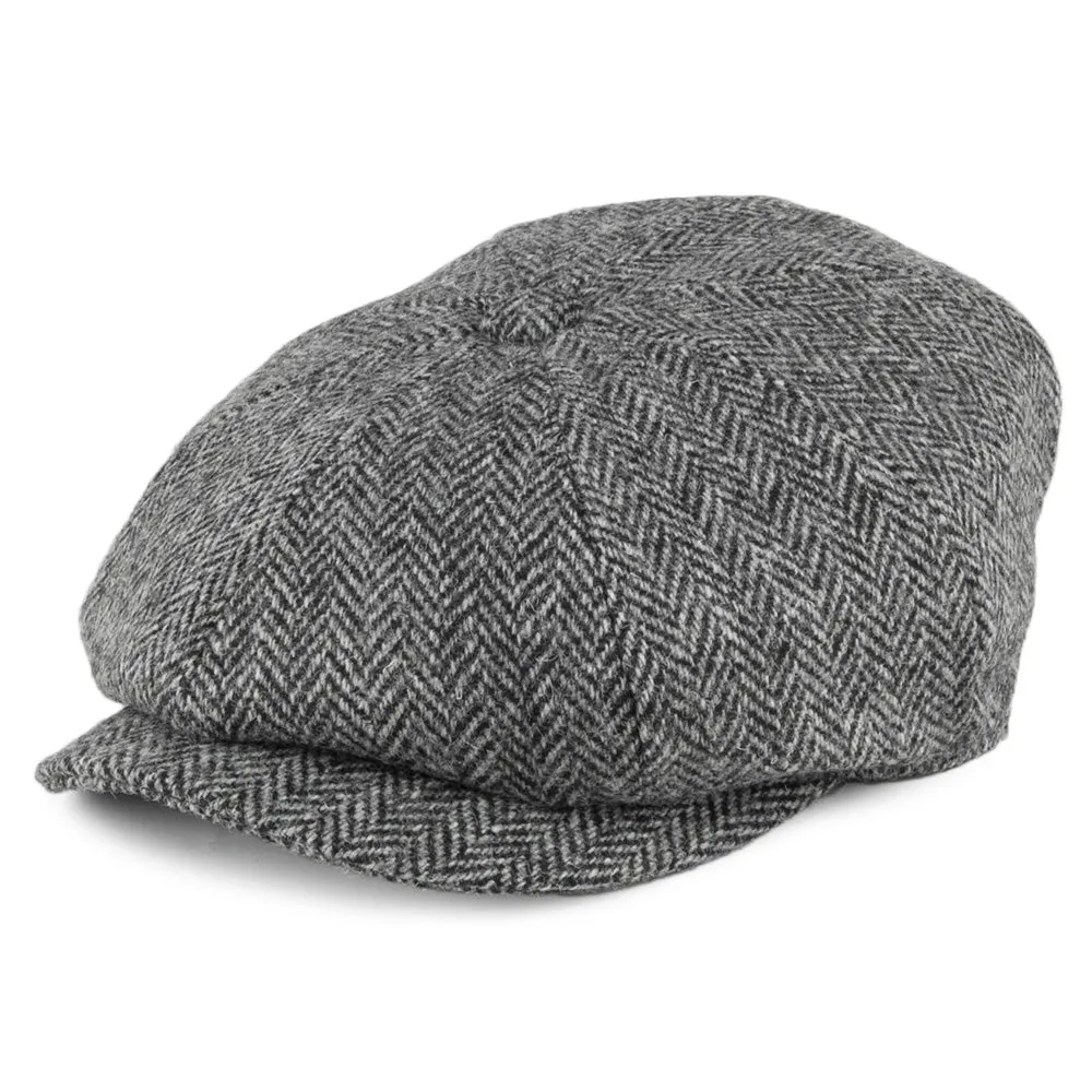 Jaxon & James HARRIS TWEED Castlebay Newsboy Cap - Black-Grey