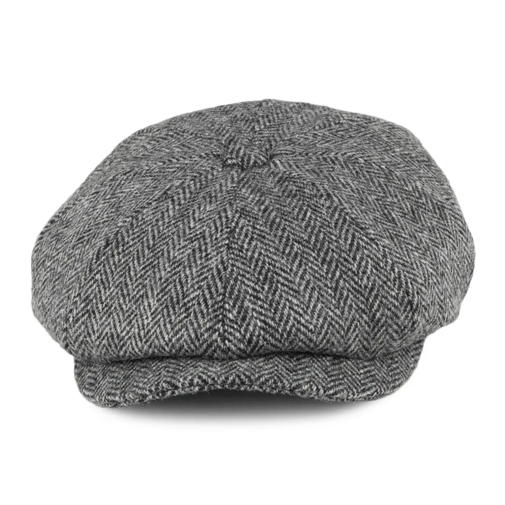 Jaxon & James HARRIS TWEED Castlebay Newsboy Cap - Black-Grey