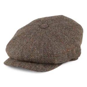 Jaxon & James HARRIS TWEED Northbay Newsboy Cap - Olive-Brown