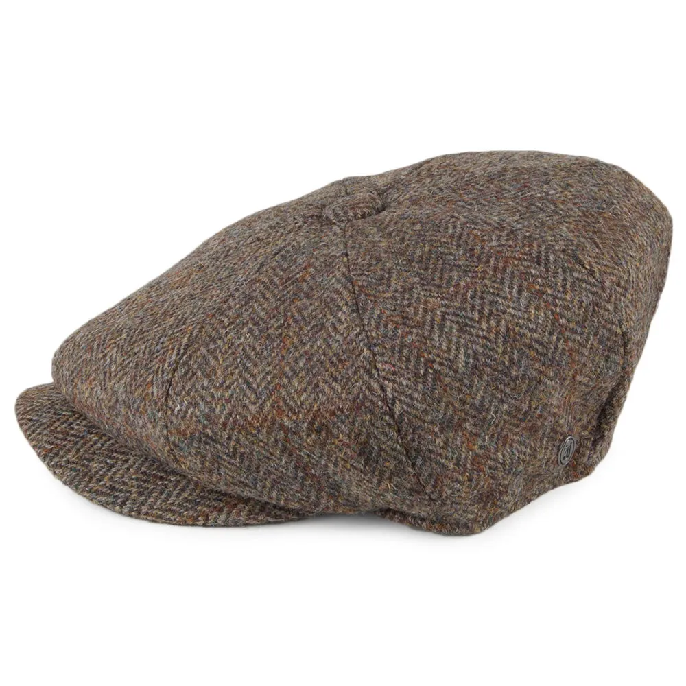 Jaxon & James HARRIS TWEED Northbay Newsboy Cap - Olive-Brown