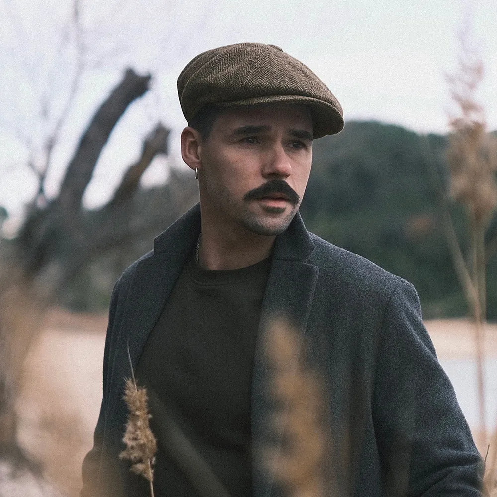 Jaxon & James HARRIS TWEED Northbay Newsboy Cap - Olive-Brown