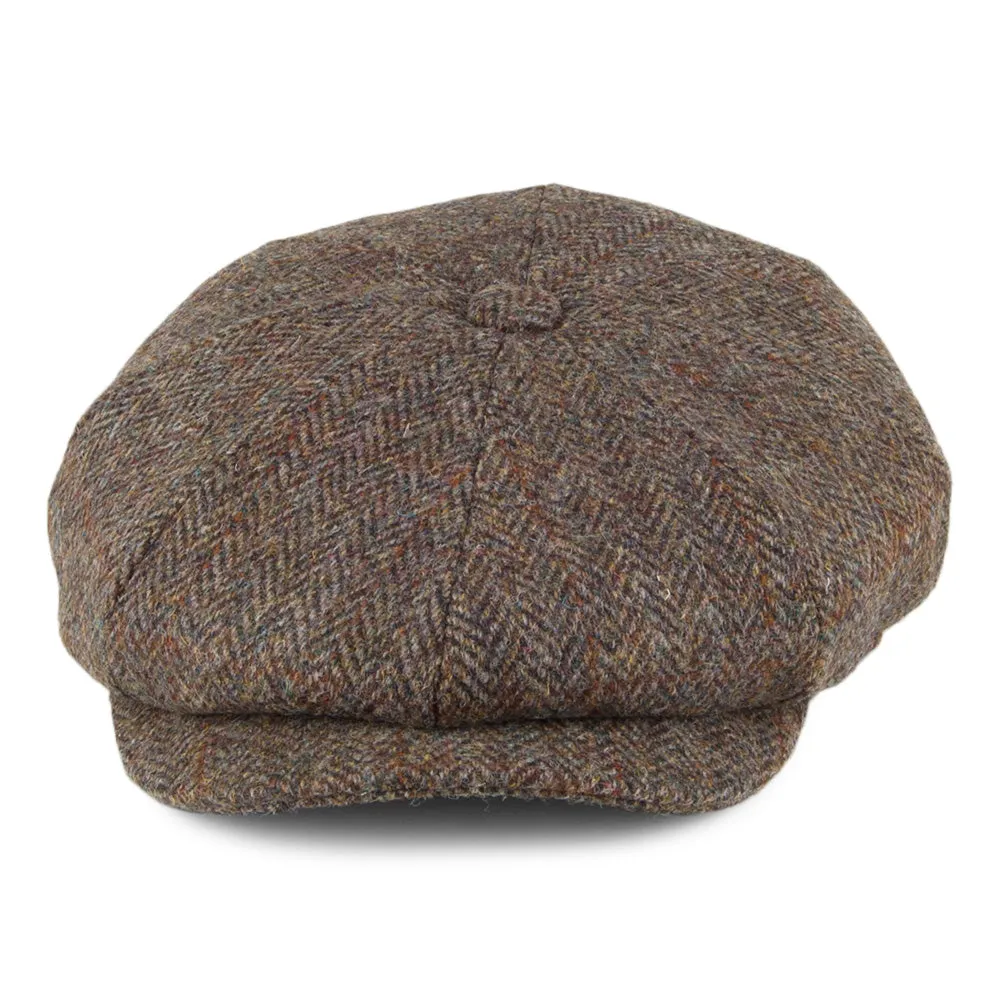 Jaxon & James HARRIS TWEED Northbay Newsboy Cap - Olive-Brown