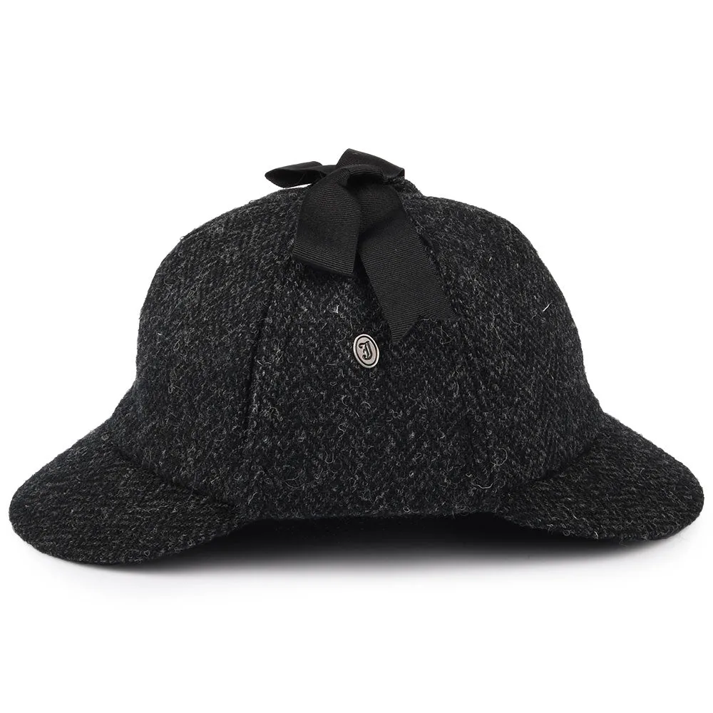 Jaxon & James HARRIS TWEED Sherlock Holmes Deerstalker Hat - Black-Charcoal