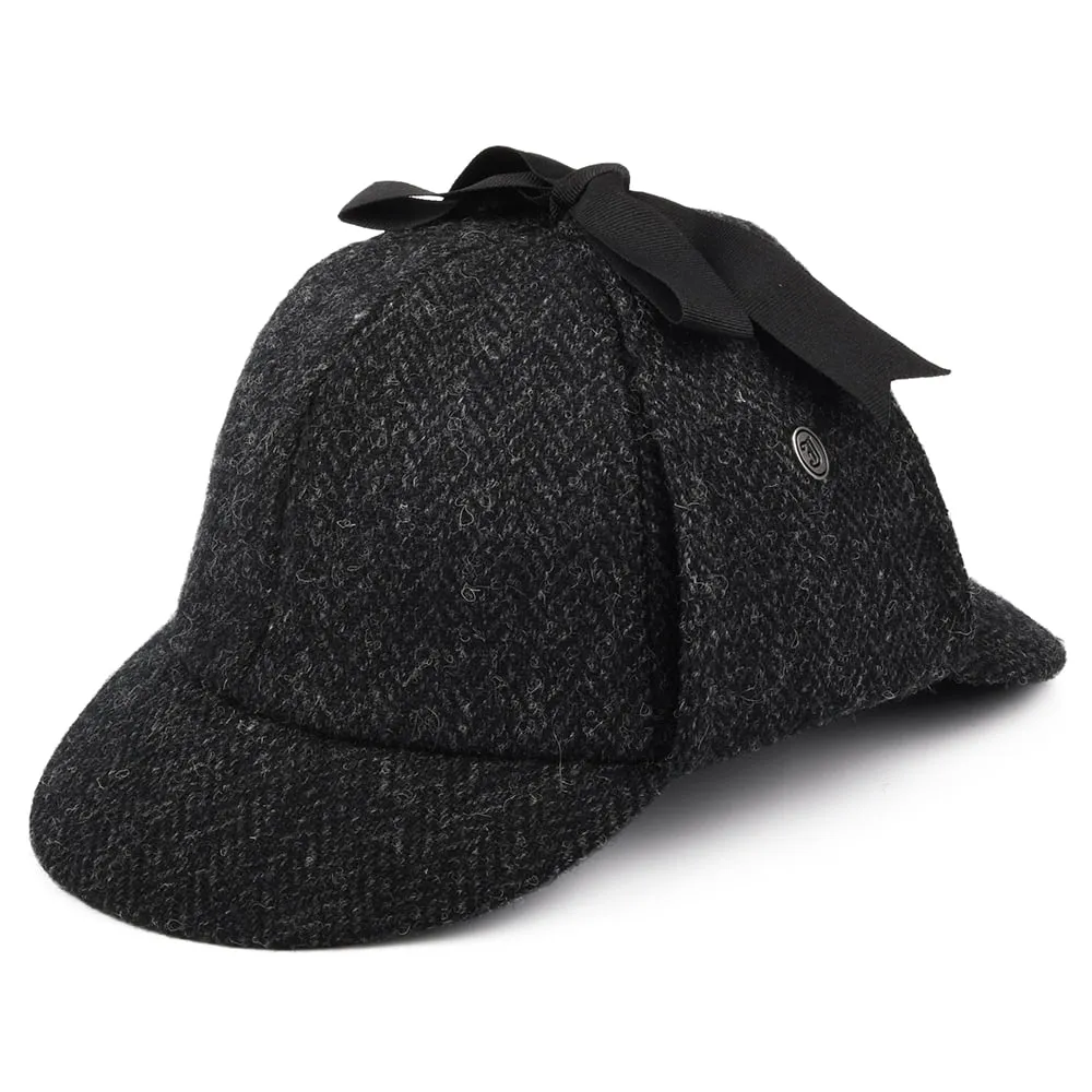 Jaxon & James HARRIS TWEED Sherlock Holmes Deerstalker Hat - Black-Charcoal