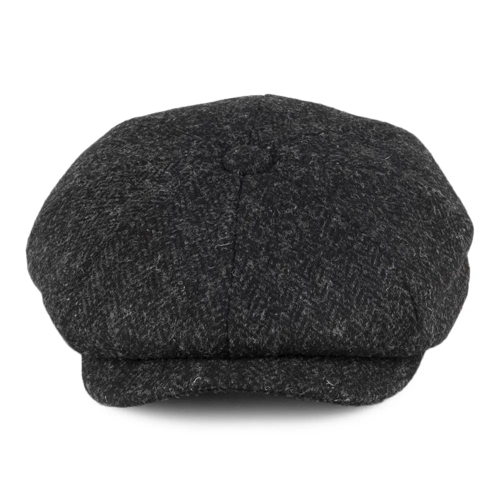 Jaxon & James HARRIS TWEED Taransay Newsboy Cap - Black-Charcoal