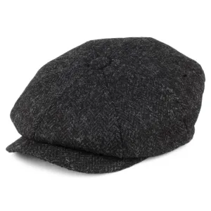 Jaxon & James HARRIS TWEED Taransay Newsboy Cap - Black-Charcoal