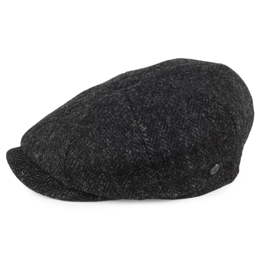 Jaxon & James HARRIS TWEED Taransay Newsboy Cap - Black-Charcoal