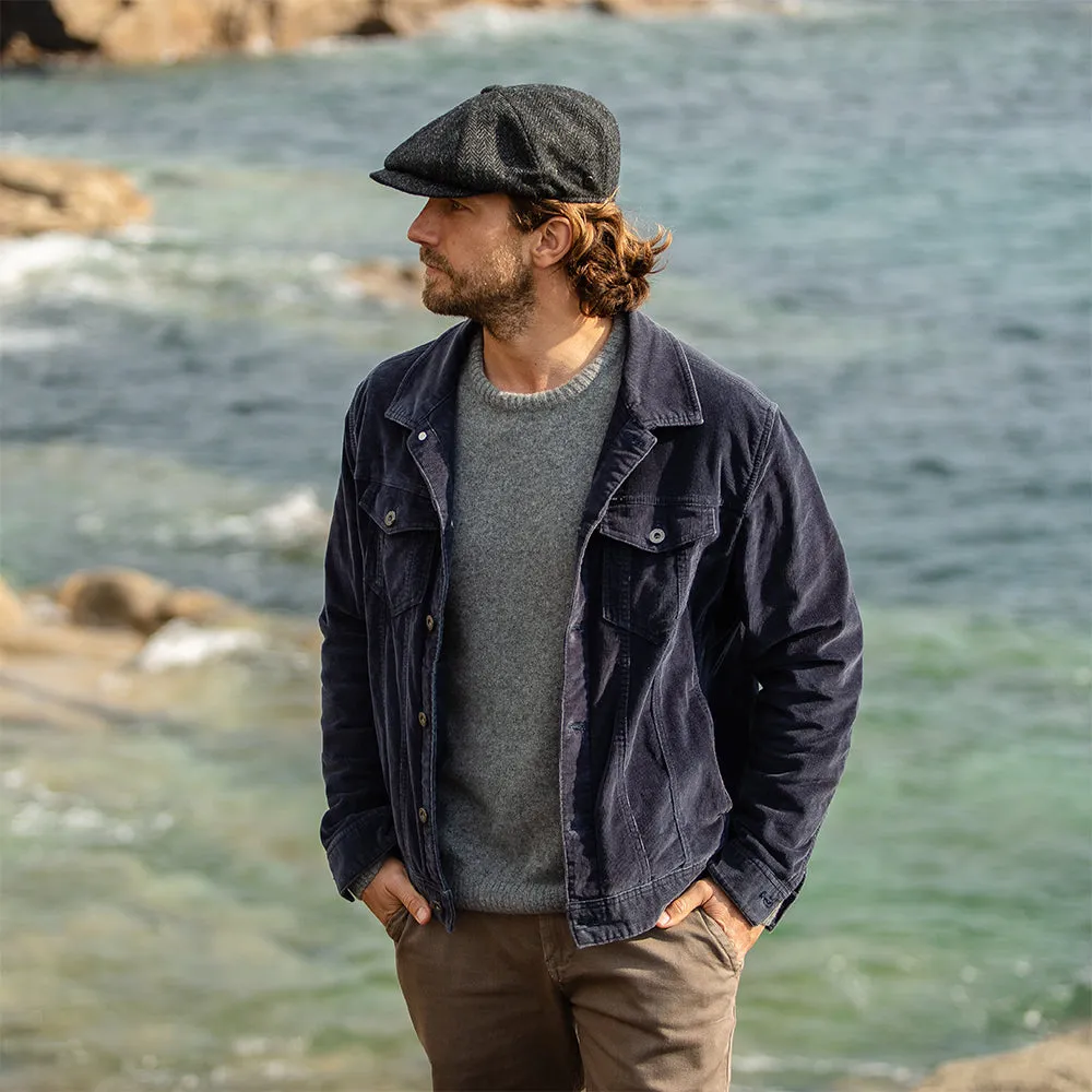 Jaxon & James HARRIS TWEED Taransay Newsboy Cap - Black-Charcoal