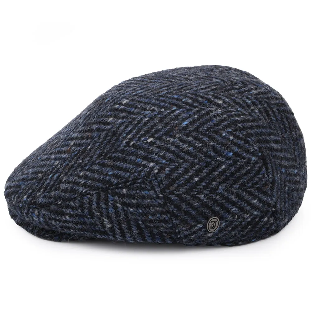 Jaxon & James Heavyweight Donegal Tweed Herringbone Dunmore Flat Cap - Navy-Black