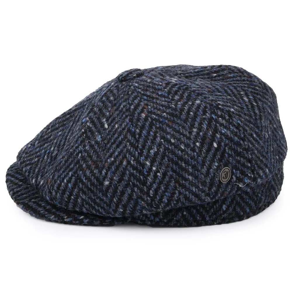Jaxon & James Heavyweight Donegal Tweed Herringbone Pettigo Newsboy Cap - Navy-Black