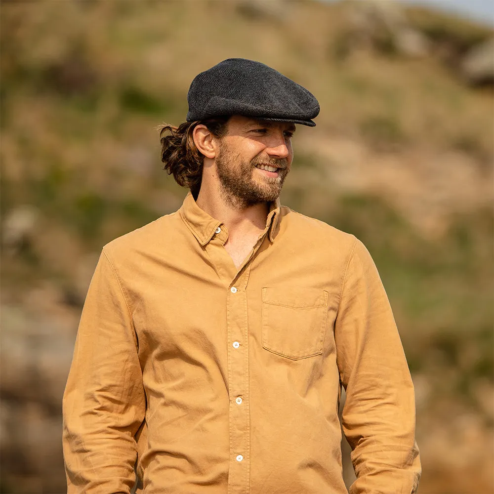 Jaxon & James Herringbone Flat Cap - Charcoal