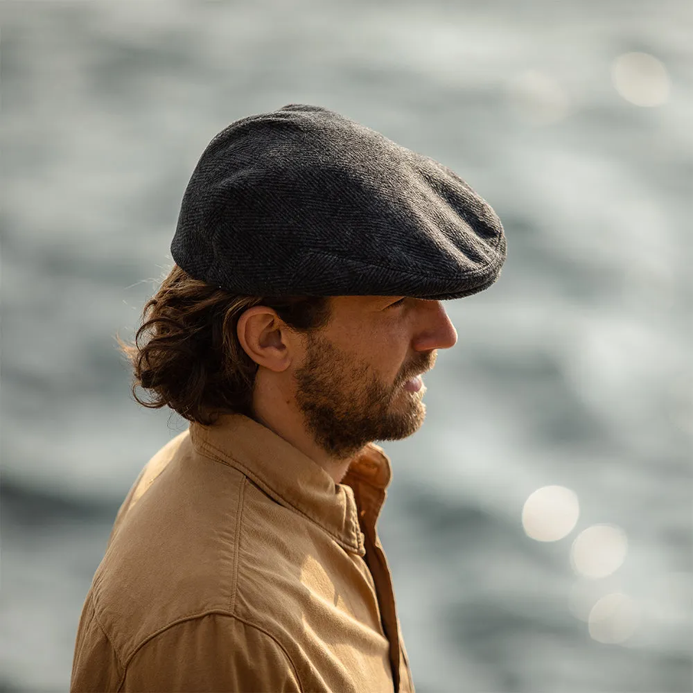 Jaxon & James Herringbone Flat Cap - Charcoal